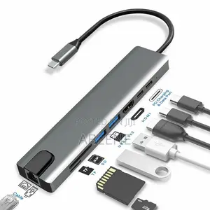 8 In1  Type C Hub Adapter Includes USB ,Pd ,4k Hdmi Output, Rj45