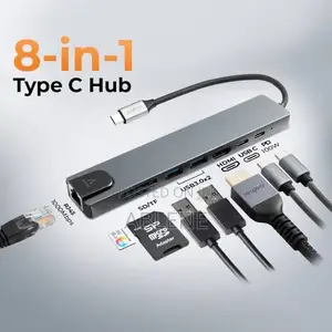 8 In1  Type C Hub Adapter Includes USB ,Pd ,4k Hdmi Output, Rj45