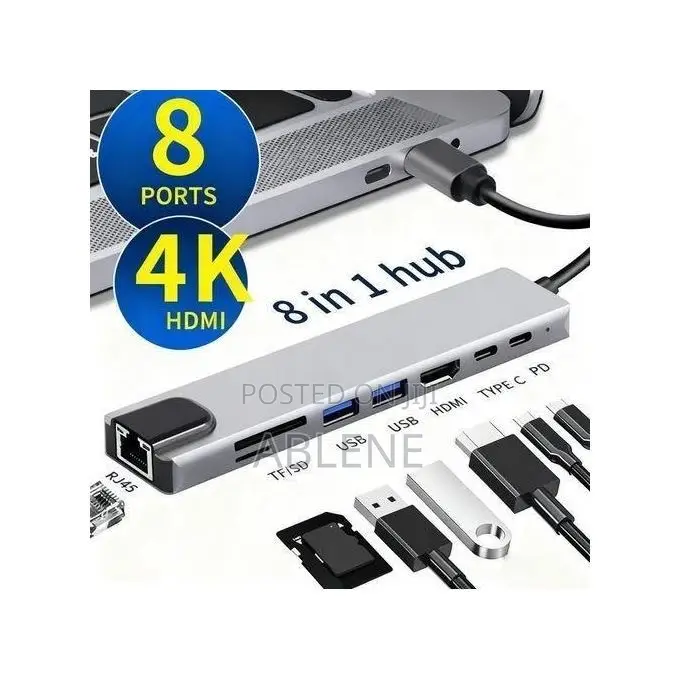 8 in 1 Type C to 8 Port Hub Adapter