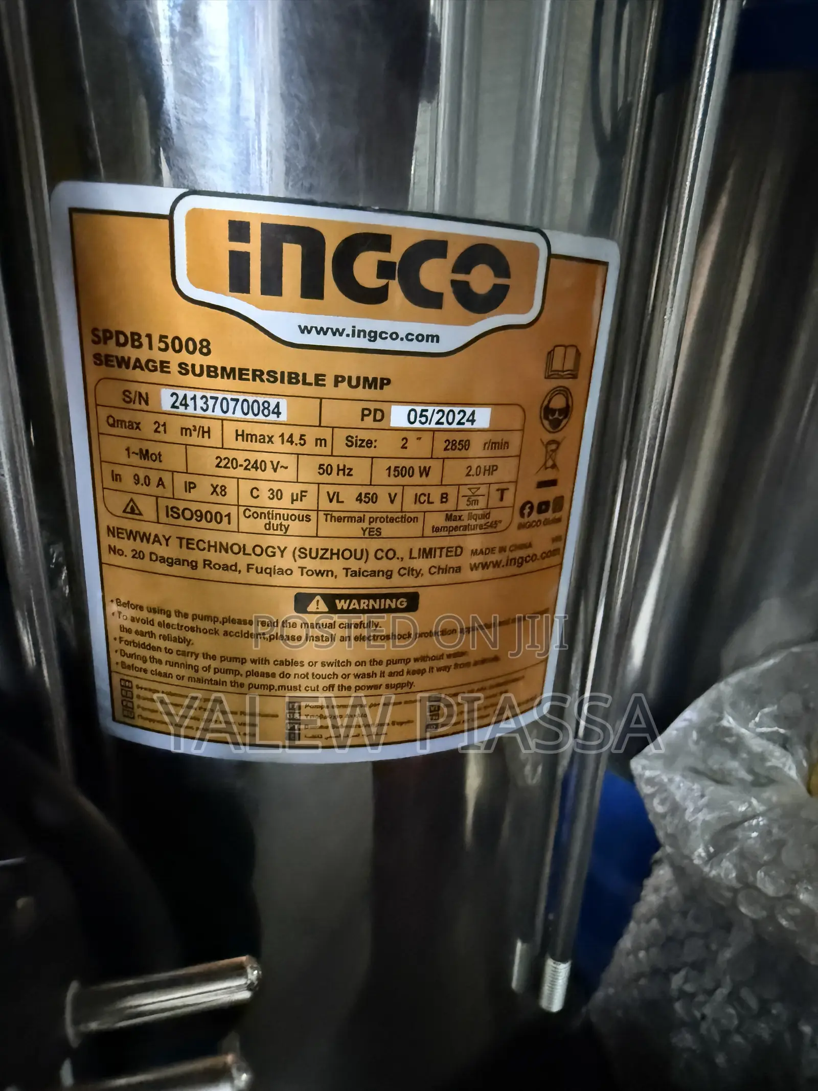Ingco SPDB15008 2.0 HP Sewage Submersible Pump Manufactured