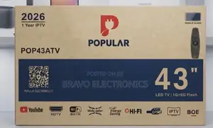 POPULAR TV 43-Inch Smart LED TV. Built-in Wi-Fi, YouTube, IPTV