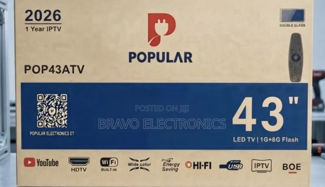 POPULAR TV 43-Inch Smart LED TV. Built-in Wi-Fi, YouTube, IPTV
