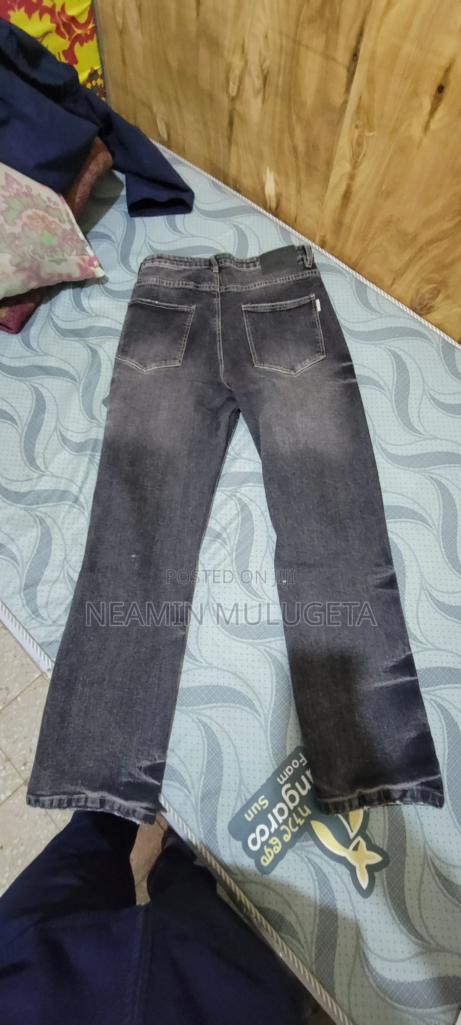 Washed Black/ Charcoal Gray Men's Baggy Jeans