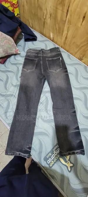 Washed Black/ Charcoal Gray Men's Baggy Jeans