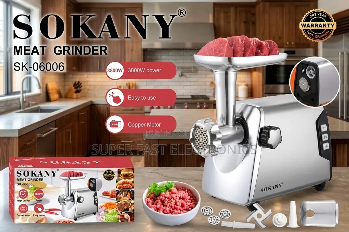 SOKANY Electric Meat Grinder  Heavy-Duty – 3800W Copper Motor