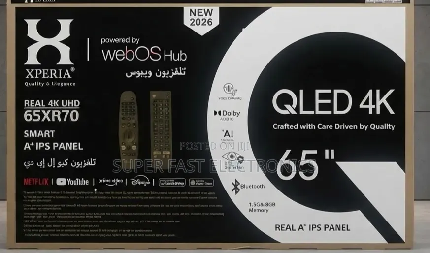 XPERIA 65 Inch TV QLED 4K Smart TV – webOS Hub, A+ IPS Panel, New 2026