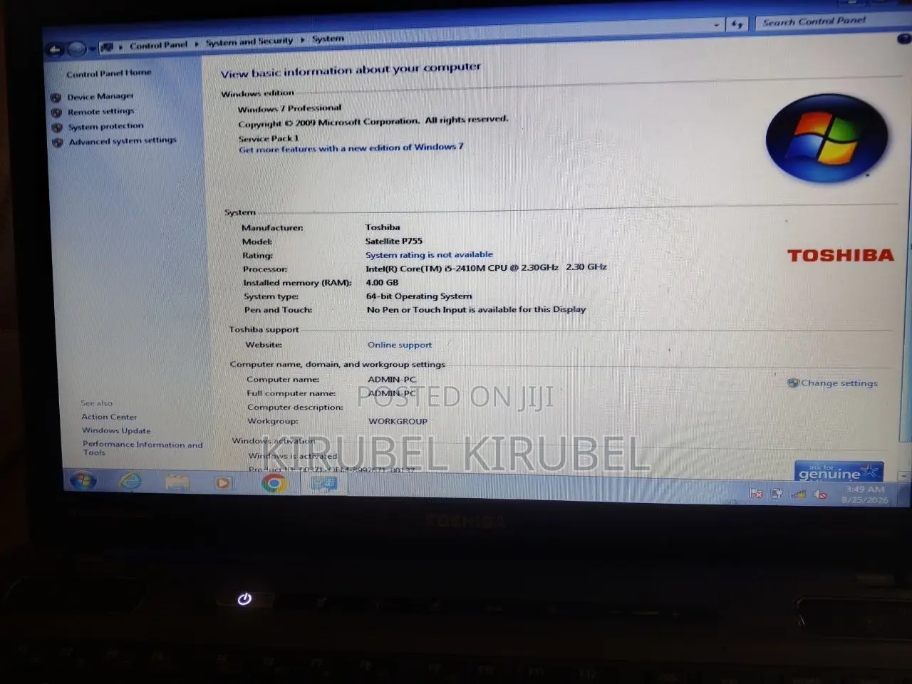 Laptop Toshiba Satellite P775 4GB Intel Core i5 HDD+SSD 256GB