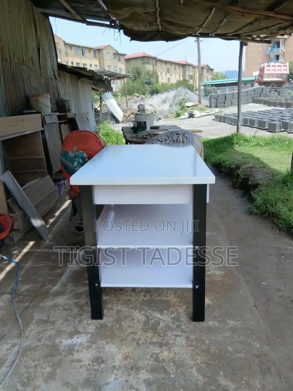 Wooden Computer Desk With 2 Drawers & Shelves
