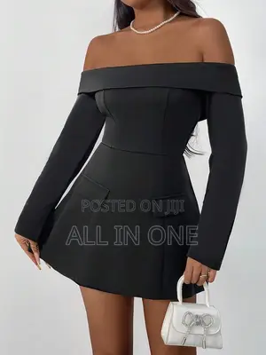 SHEIN BAE Off-Shoulder Long Sleeve Cocktail Mini Dress