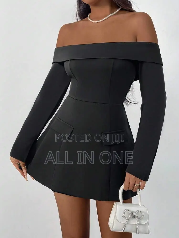 SHEIN BAE Off-Shoulder Long Sleeve Cocktail Mini Dress