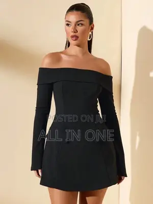 SHEIN BAE Off-Shoulder Long Sleeve Cocktail Mini Dress