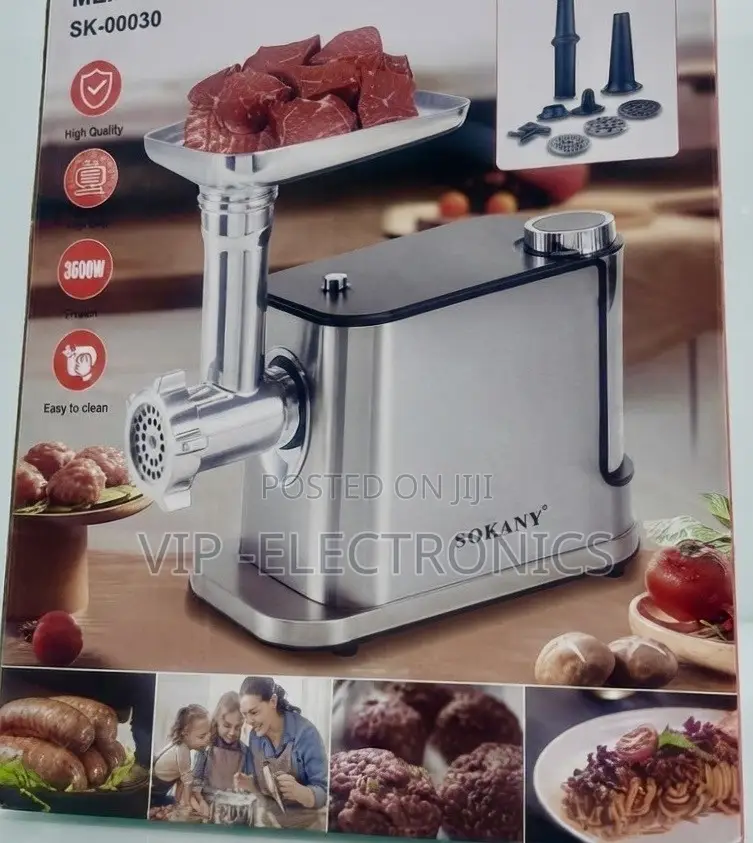 Sokany Meat Grinder Powerful 3600W Motor, High-Quality Stainless Steel