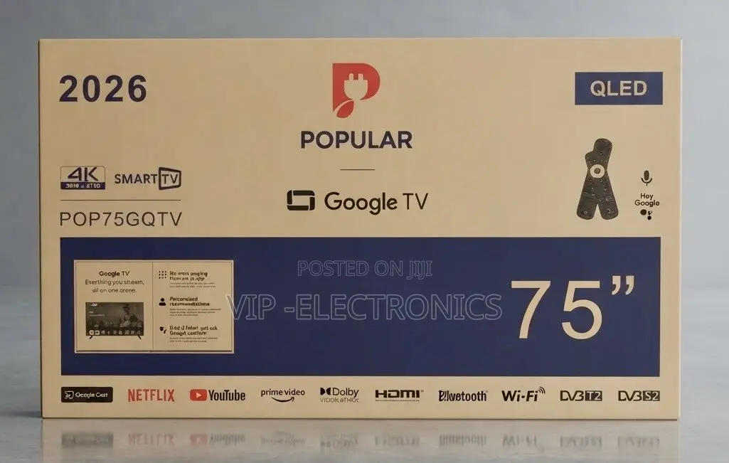 Popular 75 Inch TV QLED 4K Smart Google TV. Featuring a Large 75
