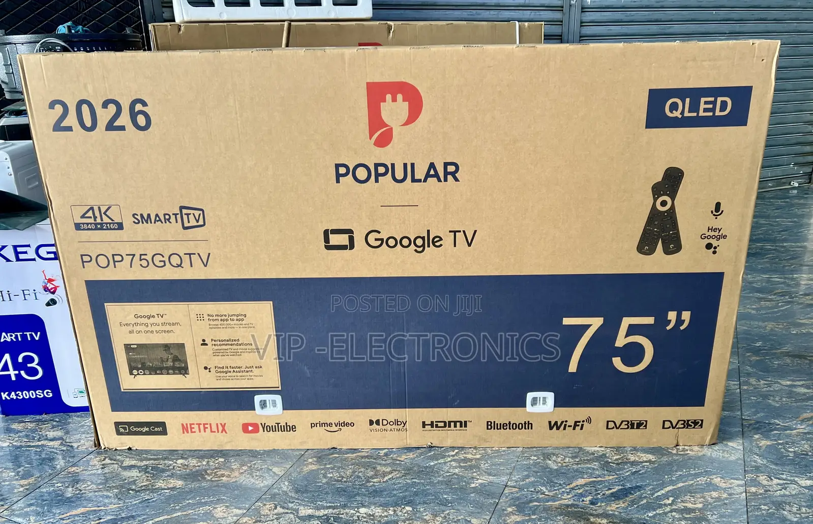 Popular 75 Inch TV QLED 4K Smart Google TV. Featuring a Large 75