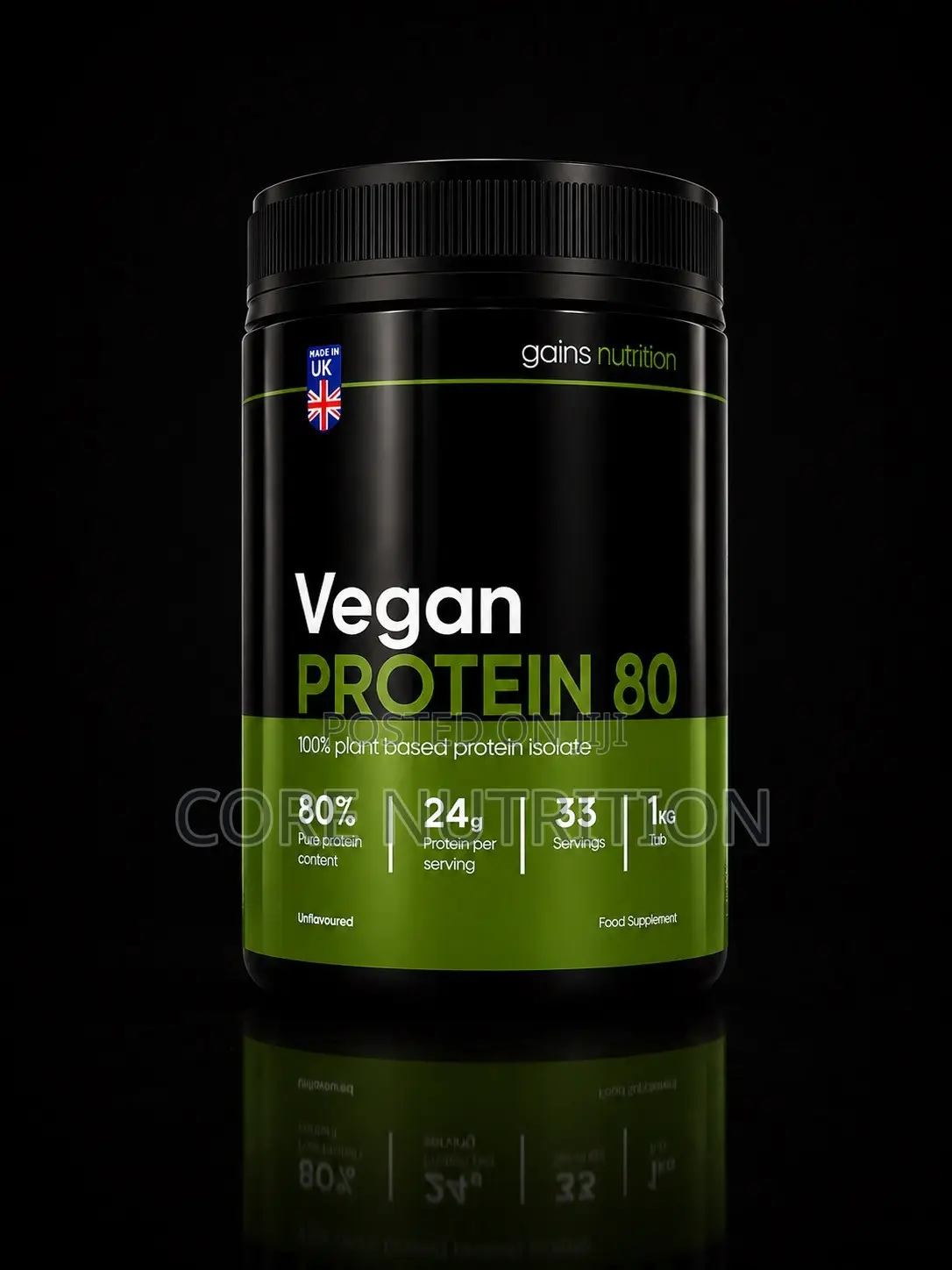 Vegan Protein ( 100% Plant Based Protein Isolate 1kg  33 Servings 24g