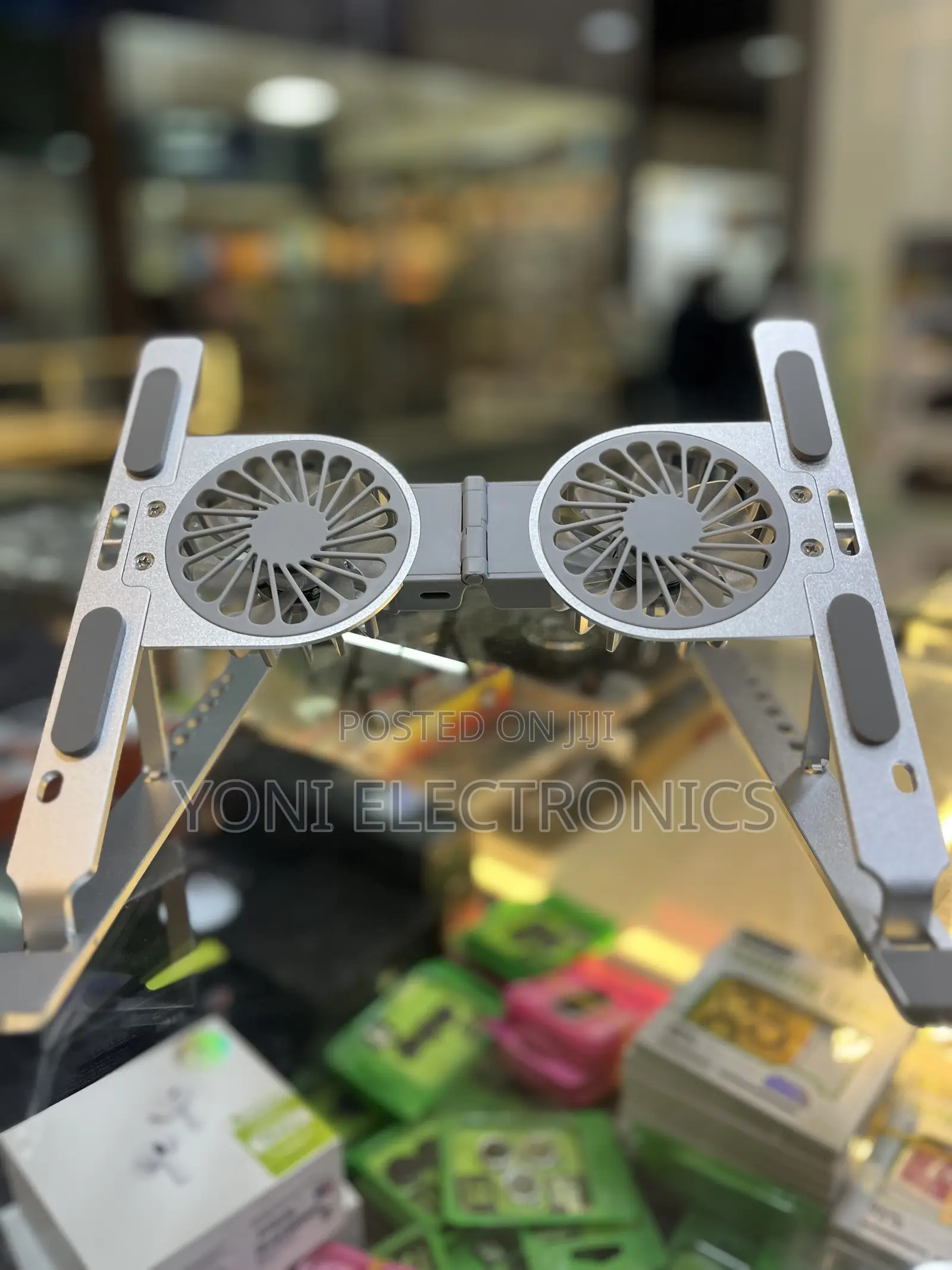 Portable Folding Aluminum Laptop Cooling Holder With Dual RGB/LED Fans