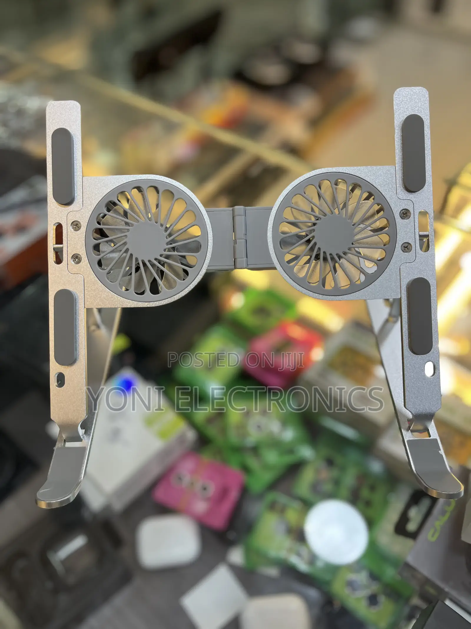 Portable Folding Aluminum Laptop Cooling Holder With Dual RGB/LED Fans