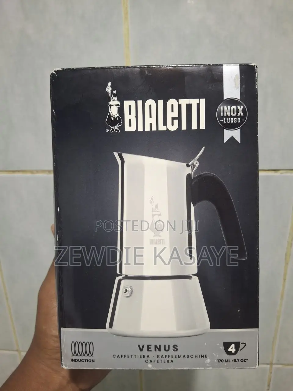 Bialetti Stainless Steel 4 Cups- Venus Inductionየጣሊያን 4 ሲኒ የቡና ማፊያ።
