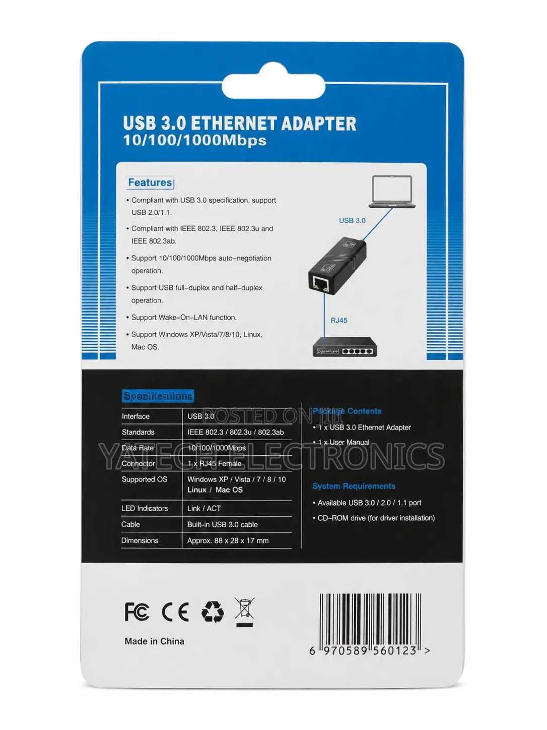 USB 3.0 to Gigabit Ethernet LAN AdapterMbps