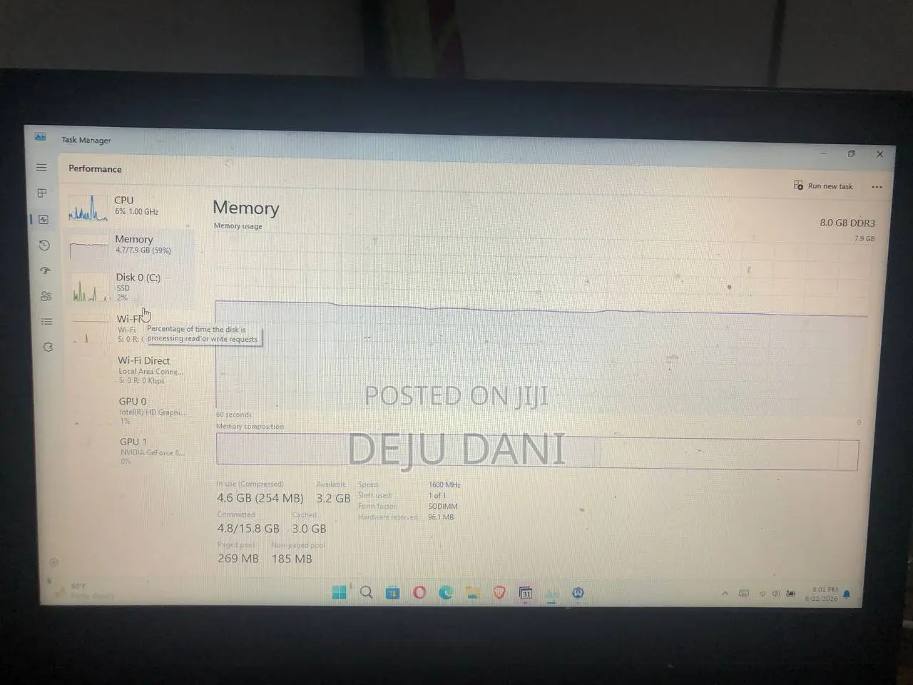Laptop Dell Inspiron 15 8GB Intel Core i5 SSD 256GB
