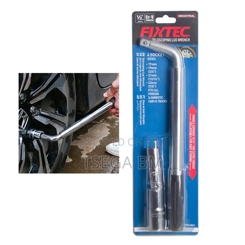 Fixtec Telescoping Lug Wrench ጎማ መፍቻ (17mm,19mm,21mm,23mm)