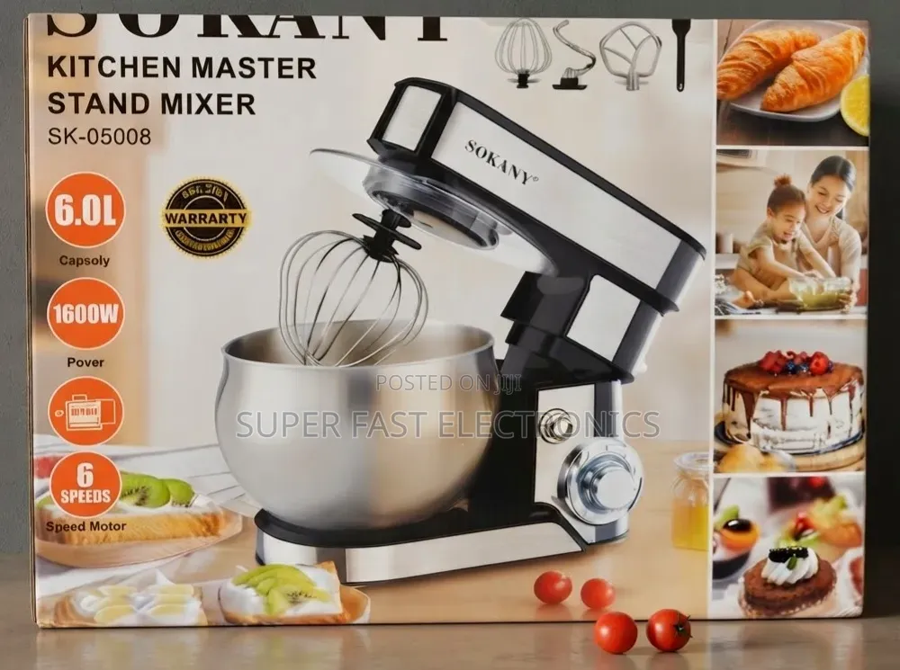 SOKANY Kitchen Master Stand Mixer Powerful 1600W Copper Motor 6.0L