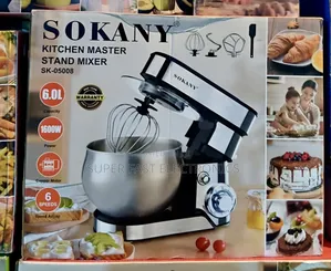 SOKANY Kitchen Master Stand Mixer  – 6L, 1600W Copper Motor, 6-Speed