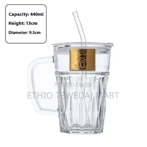 Bear Handle ||  Drinking Water Bottle | Gradual Bear Glass Cup W Straw