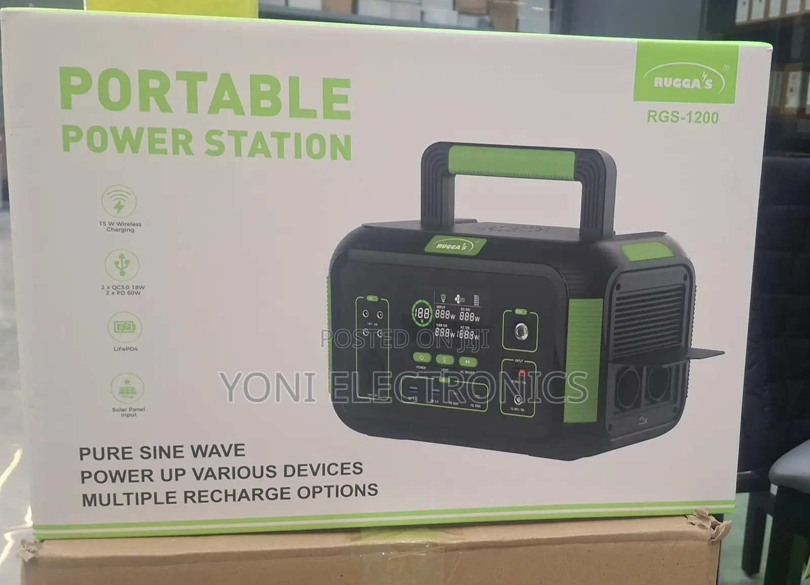 RUGGA'S RGS-1200 Portable Power Station – 1200W Output, 864Wh LiFePO4