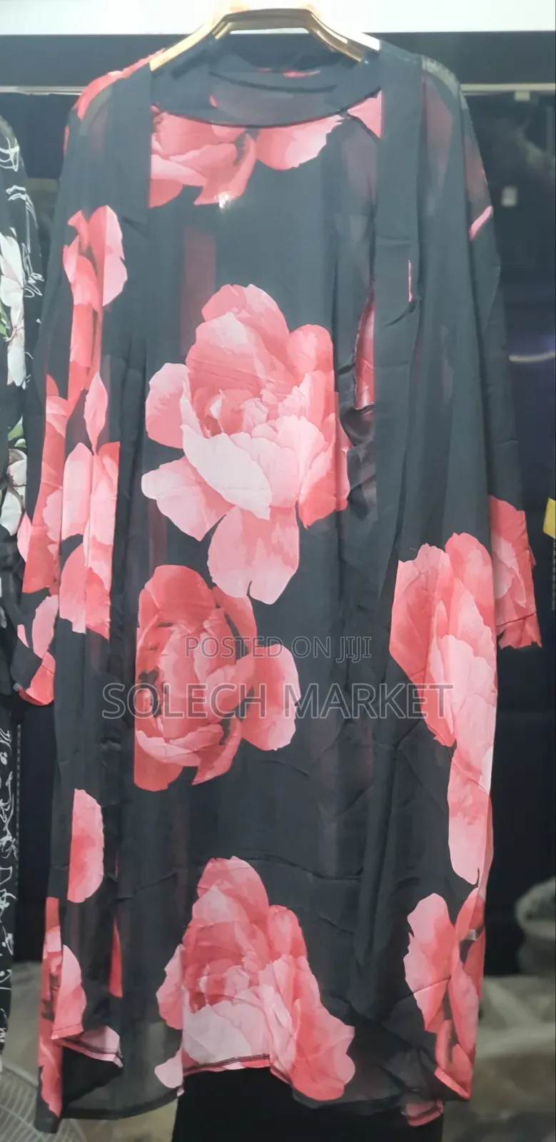 Black Floral Sheer Long