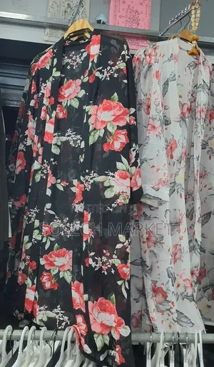 Black Floral Sheer Long