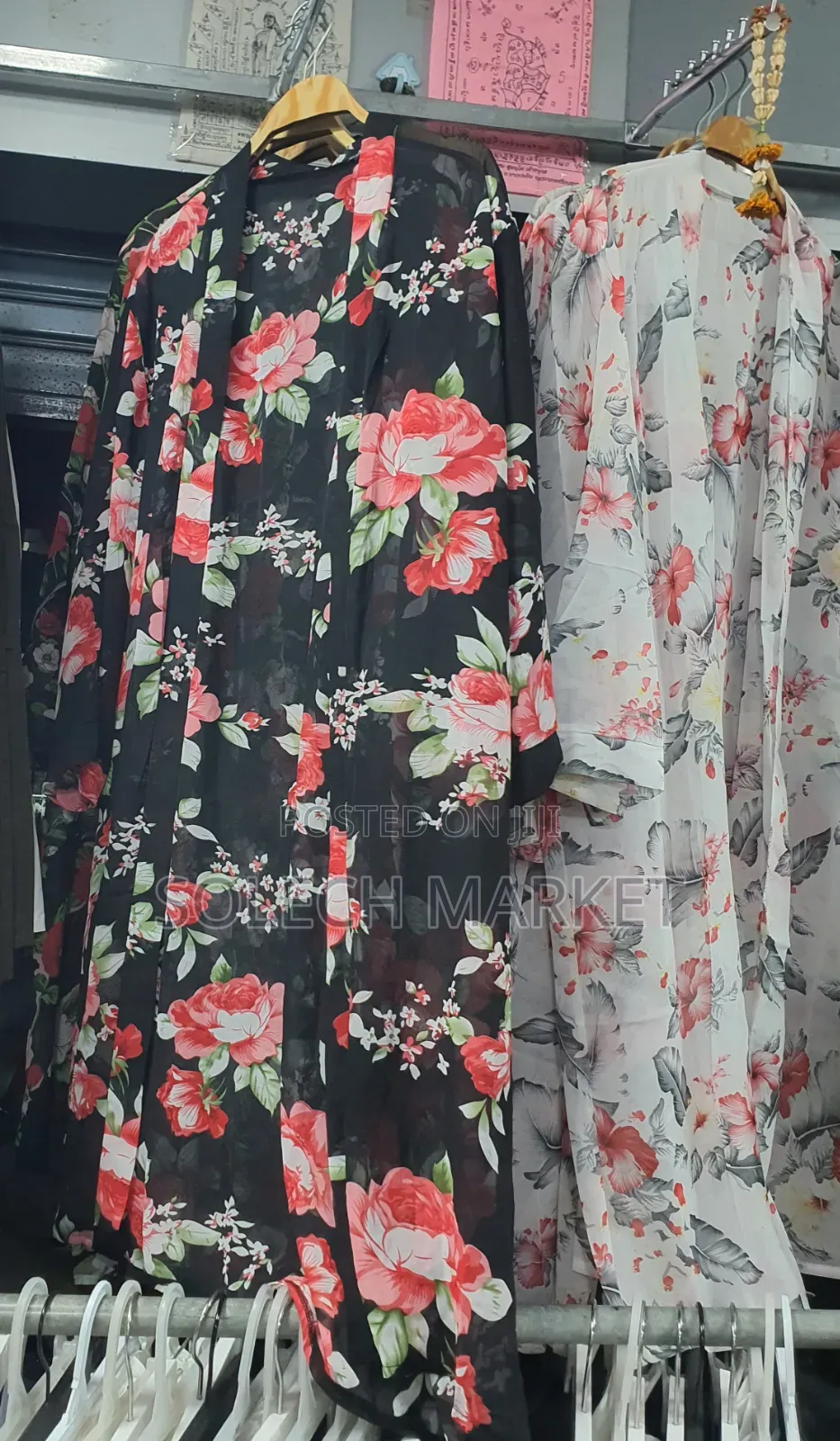 Black Floral Sheer Long