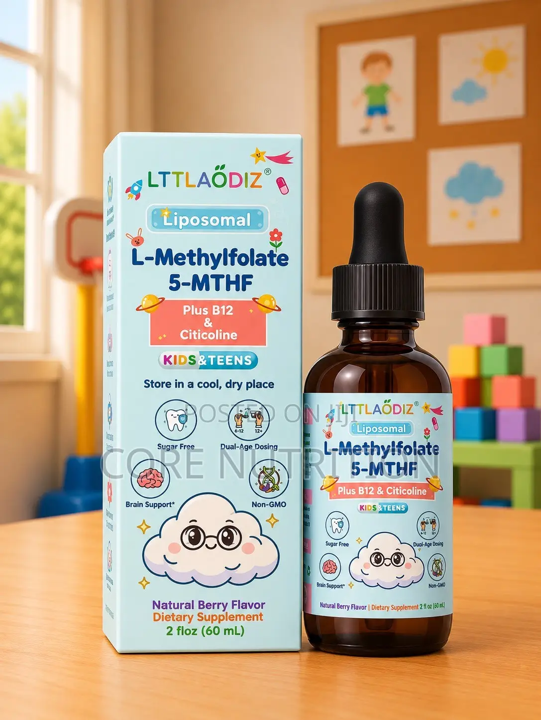 5-MTHF ( L-Methylfolate ) for Kids and Adults , Teenagers 60ML