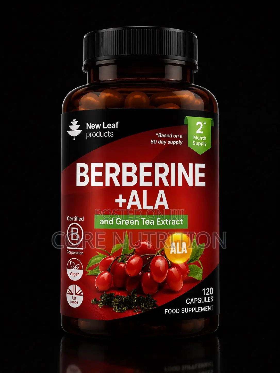 Berberine +ALA and Green Tea Extract 120 Capsules