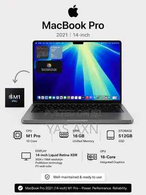 New Laptop Apple MacBook Pro 2021 M1 16GB Apple M1 Pro SSD 512GB