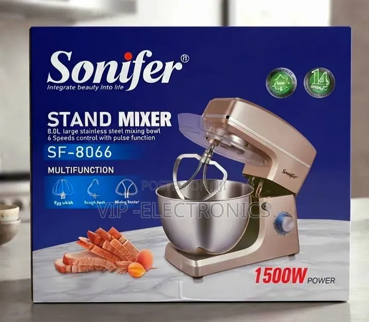 Sonifer Stand Mixer – 1500W Powerful Motor, 8.0L Stainless Steel Bowl