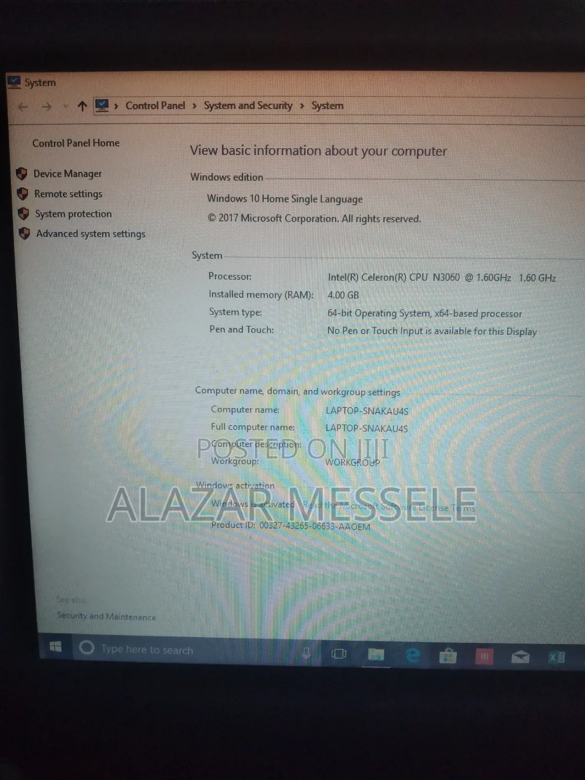Laptop Lenovo Ideapad 3 4GB Intel Celeron HDD+SSD 16 GB