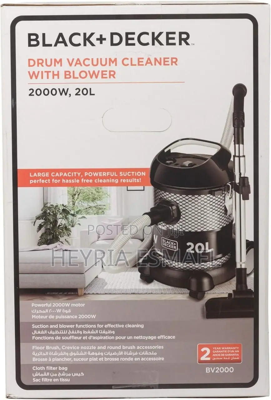 Black & Decker 20Liter 2000W Barrel /Drum /Dry Vacuum Cleaner BV2000-