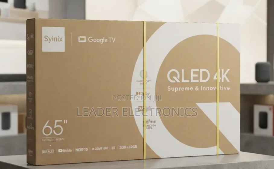 Syinix TV 65" Smart Google TV 4K UHD QLED – New | Premium Big-Screen