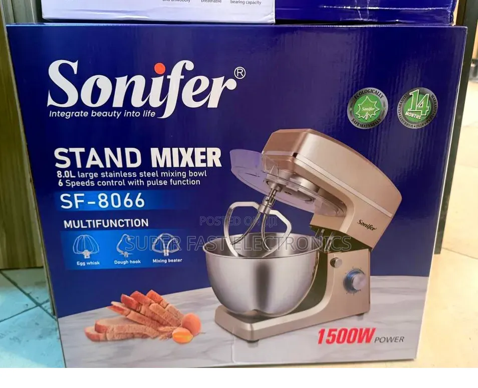Sonifer Stand Mixer, Featuring a Powerful 1500W Motor and a Large 8.0L