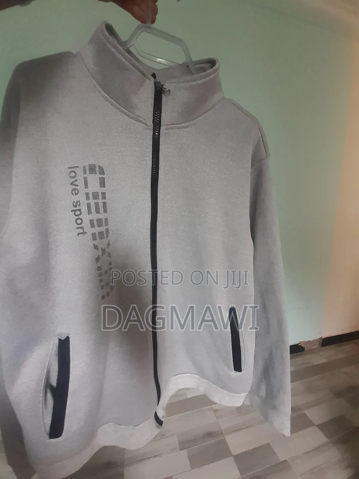 Men's Mock-Neck Fleece Zip-Up Jacket - Light Gray"