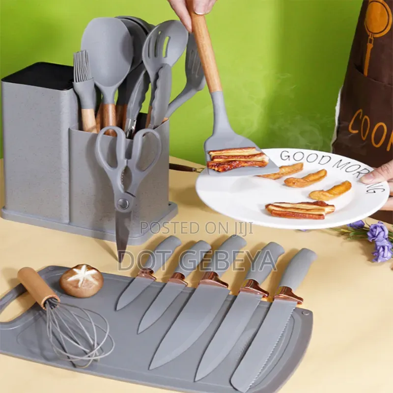 19 PCS Silicone Utensils + Wooden Handles