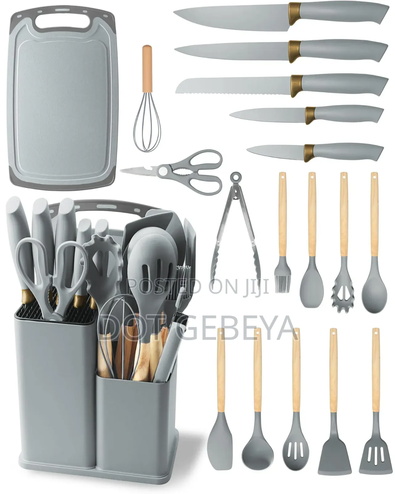 19 PCS Silicone Utensils + Wooden Handles