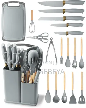 19 PCS Silicone Utensils + Wooden Handles