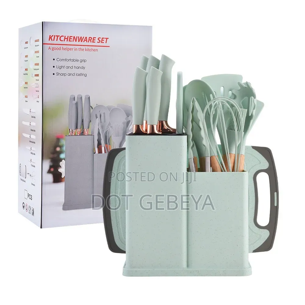 19 PCS Silicone Utensils + Wooden Handles