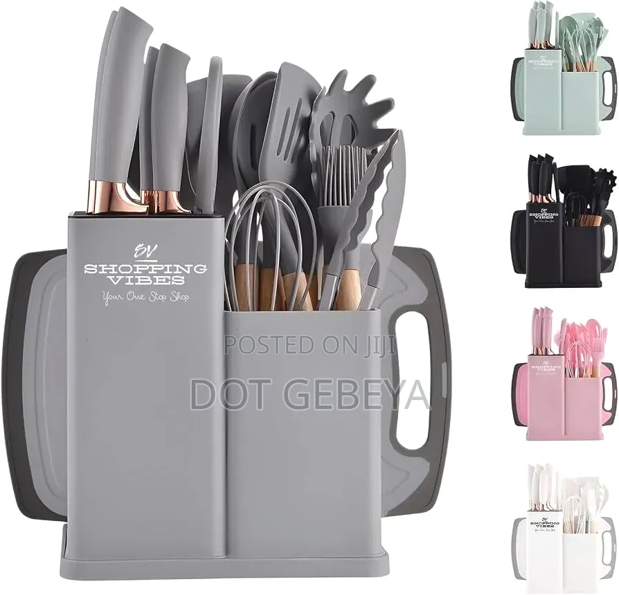 19 PCS Silicone Utensils + Wooden Handles