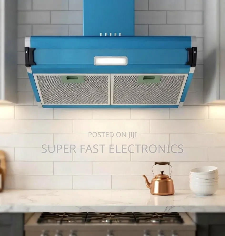 Modern Kitchen Range Hood / Cooker Hood – Blue & Silver
