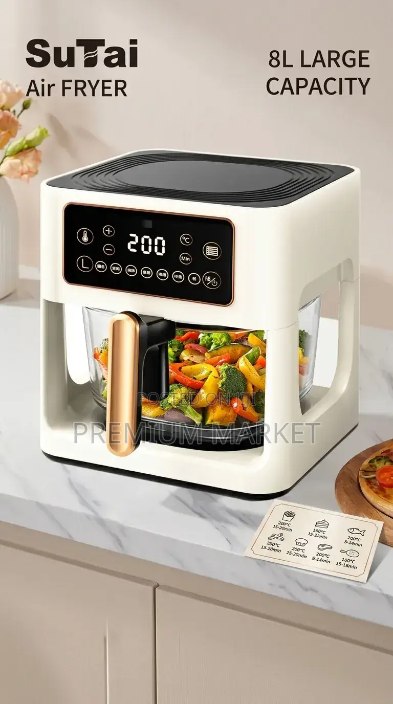 Airfryer SuTai Oil Free Airfryer 8 Litre ሱታይ ከዘይት ነፃ ጤናማ የአየር መጥበሻ