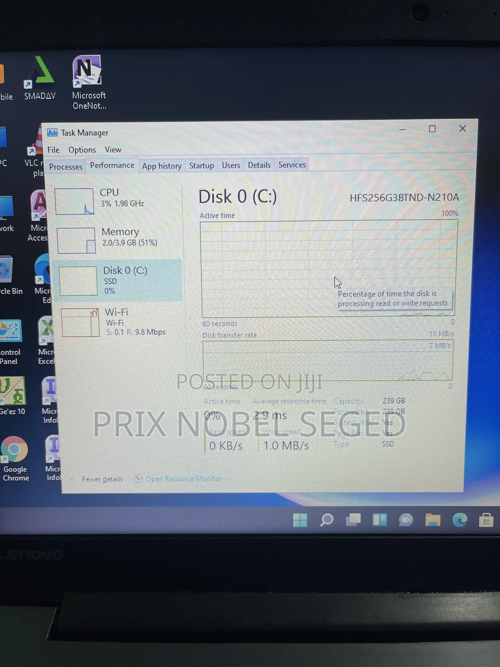 Laptop Lenovo 4GB Intel Core i3 SSD 256GB