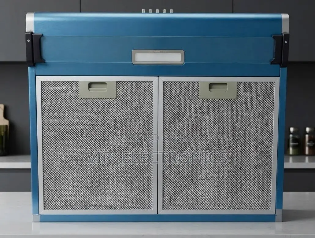Modern Blue Kitchen Extractor Hood With Dual Mesh Filters